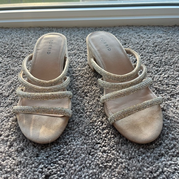 Torrid Nude Rhinestone Strap Block Heel - Picture 1 of 8